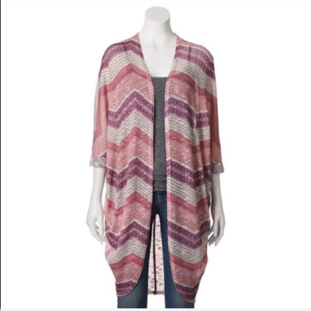 MUDD lightweight pastel chevron cocoon cardigan Jr size medium